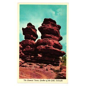 Vintage Postcard Siamese Twins Garden Of The Gods Colorado Roadside Attraction